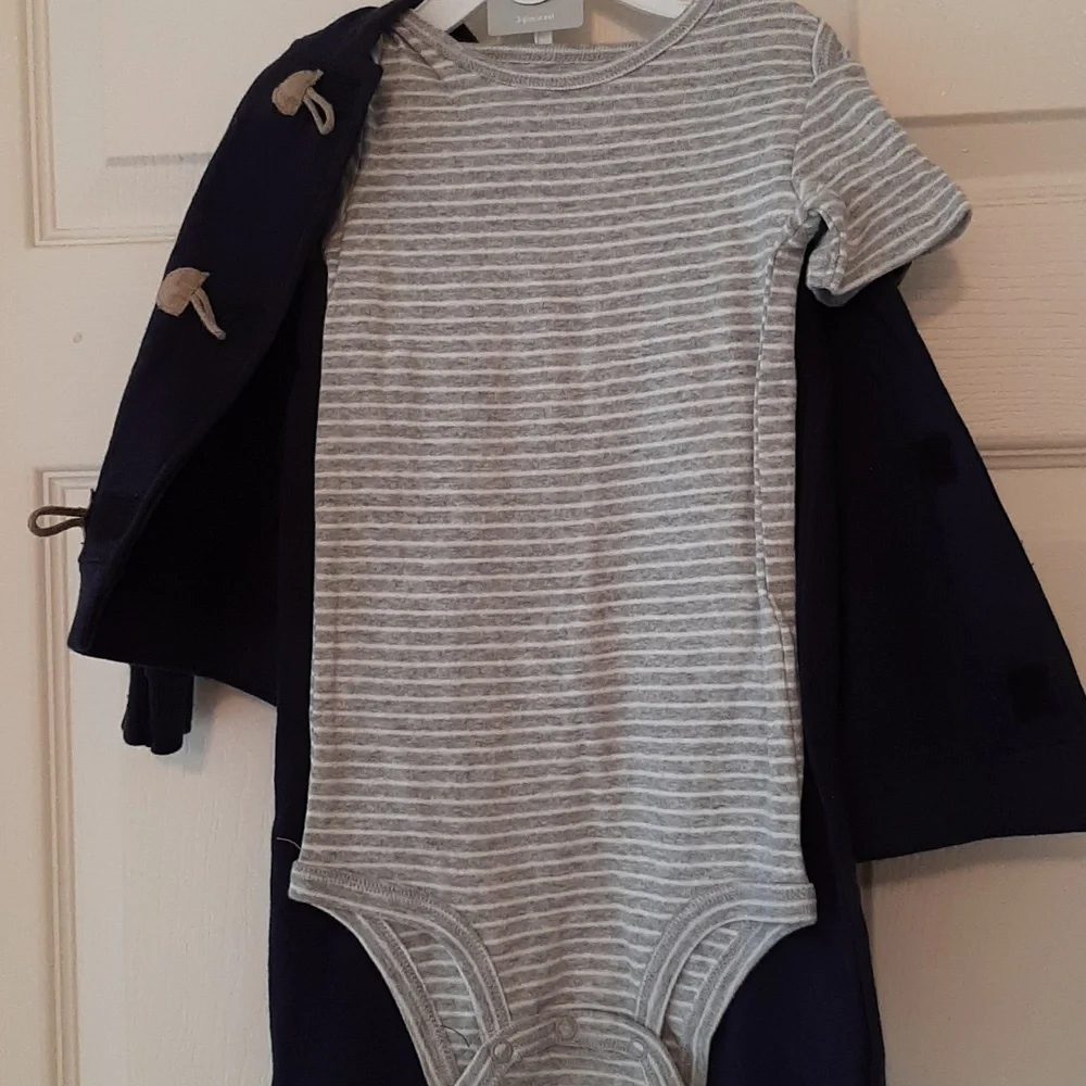 2 NWT Carter's Navy and Gray 3 Piece Baby Outfit Set
